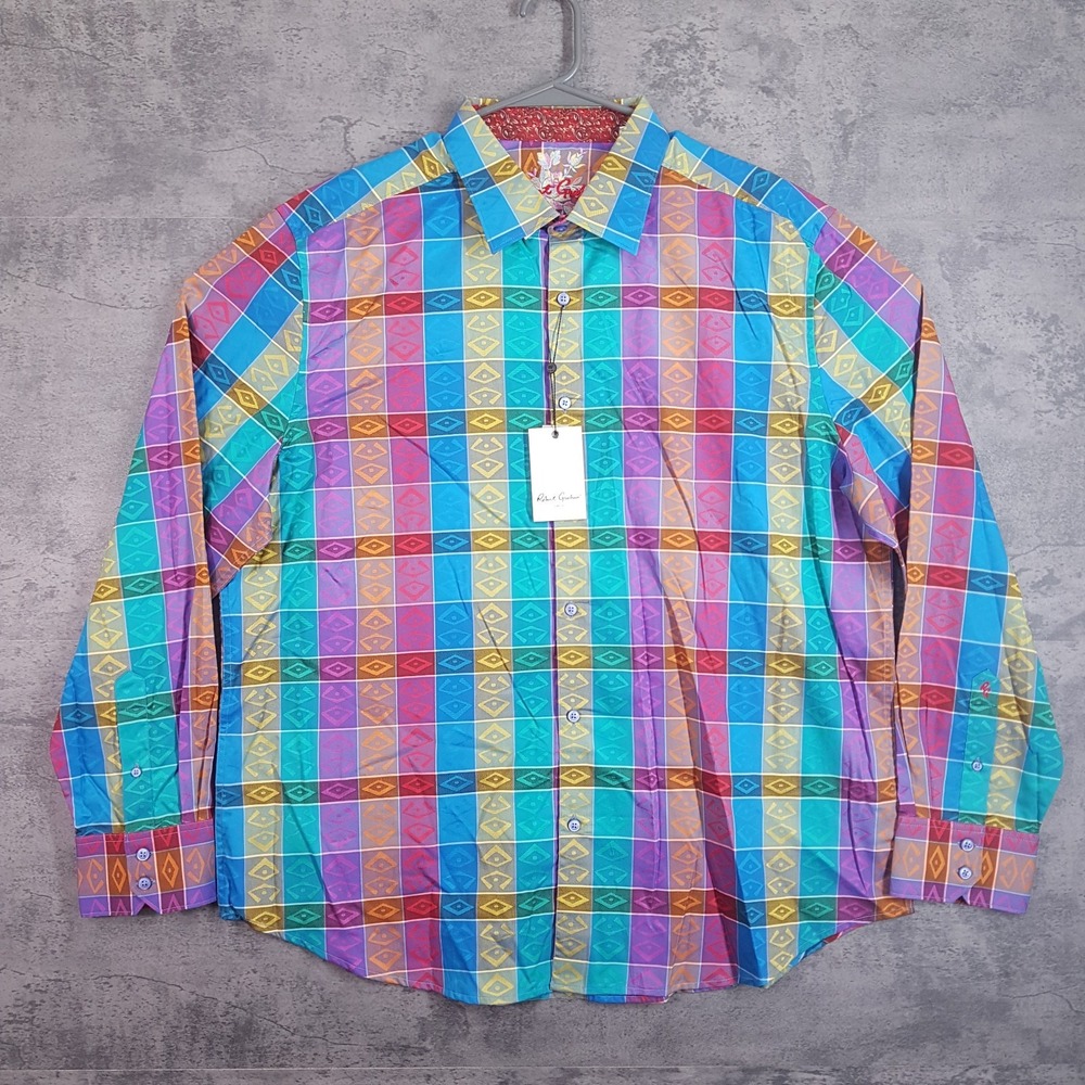 ROBERT GRAHAM Long Sleeve Geometric Button Down Shirt Mens 3XL Multicolor